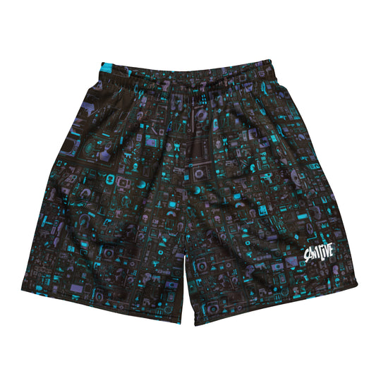 Can1live 'Judgement Day' All-Over Print mesh shorts - Blue