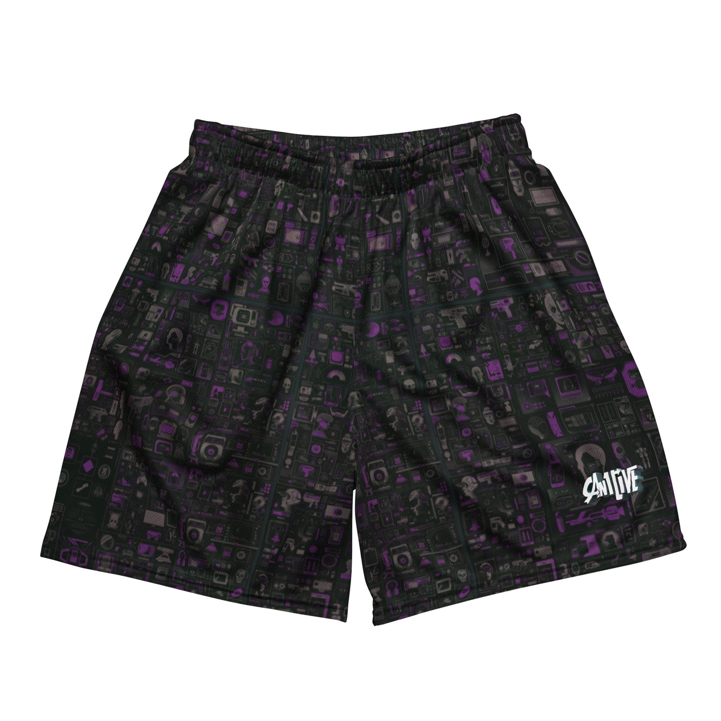 Can1live 'Judgement Day' All-Over Print mesh shorts - Purple