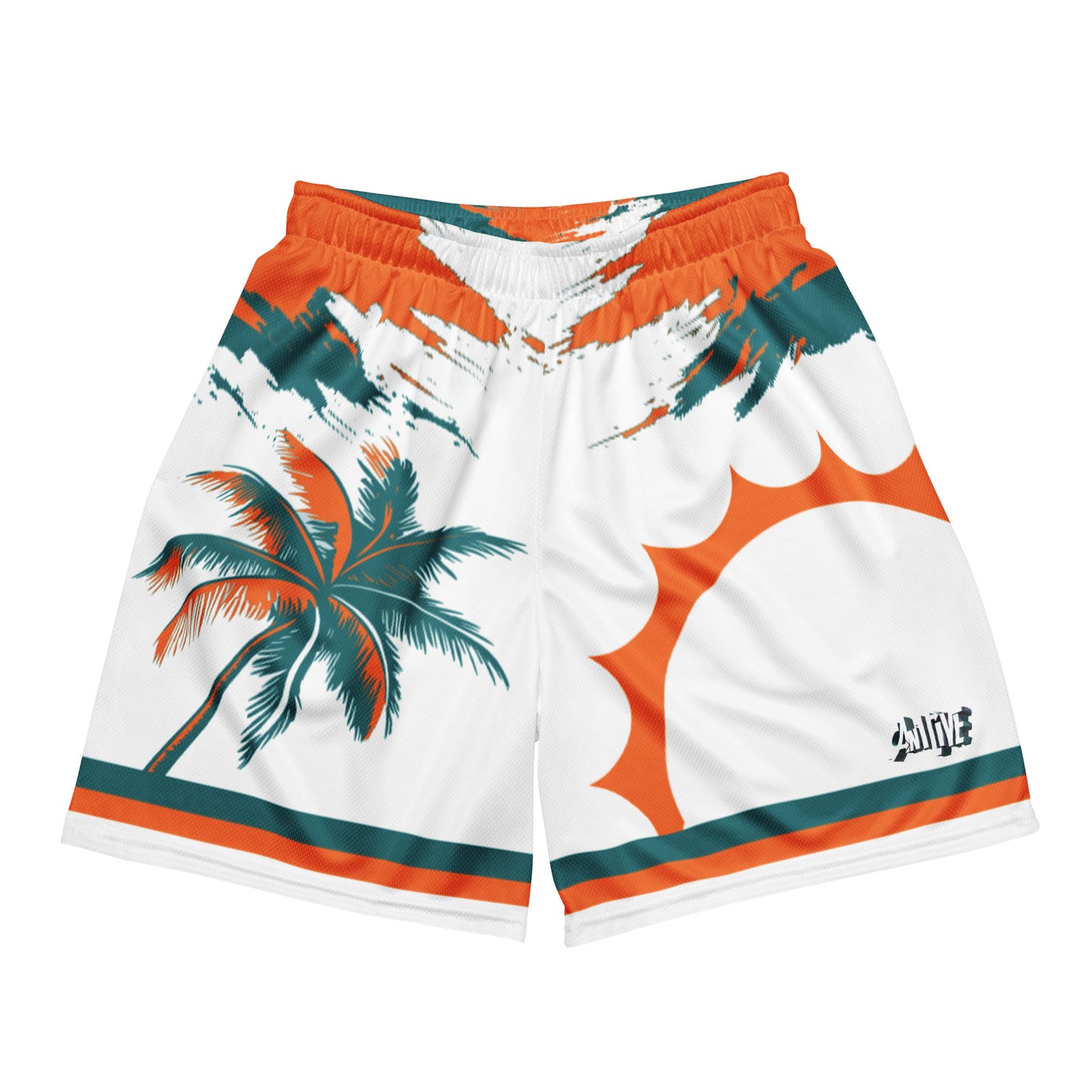 Can1live Logo "Miami Sunset" mesh shorts - White/Orange (unisex)