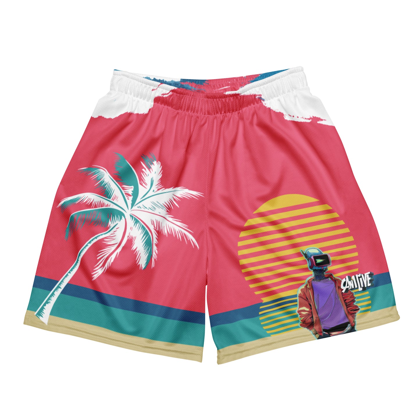 Can1live Logo "BadMan" Sunset mesh shorts