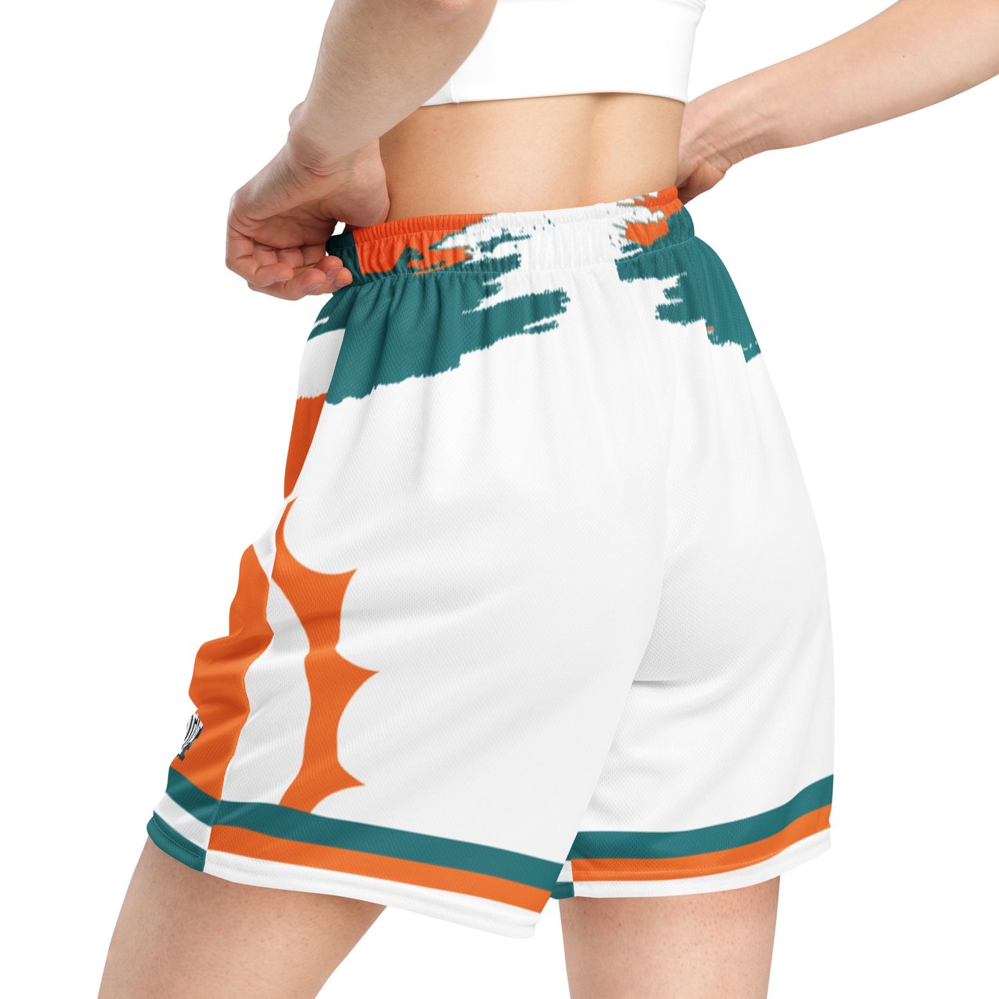 Can1live Logo "Miami Sunset" mesh shorts - Orange/White (unisex)