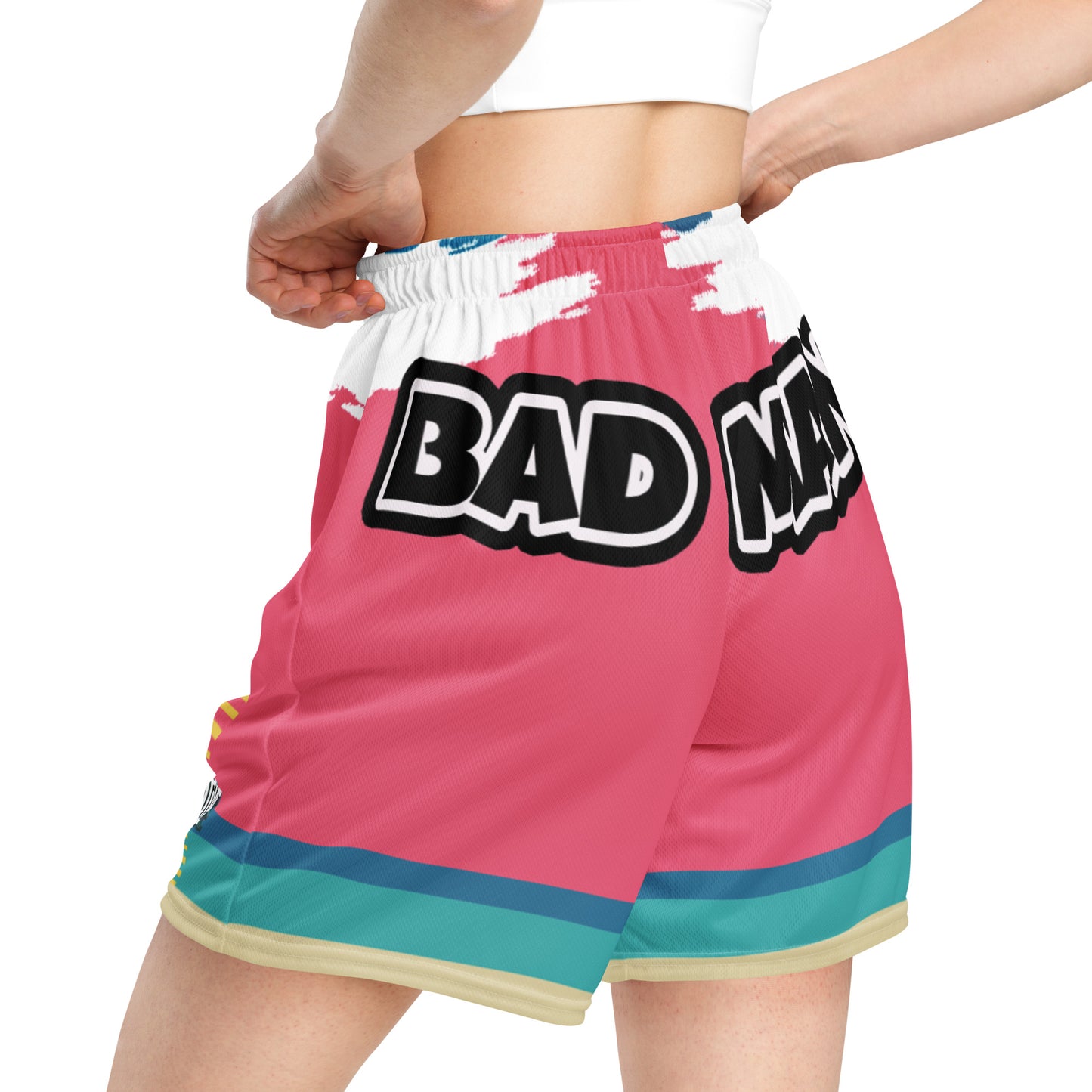 Can1live Logo "BadMan" Sunset mesh shorts