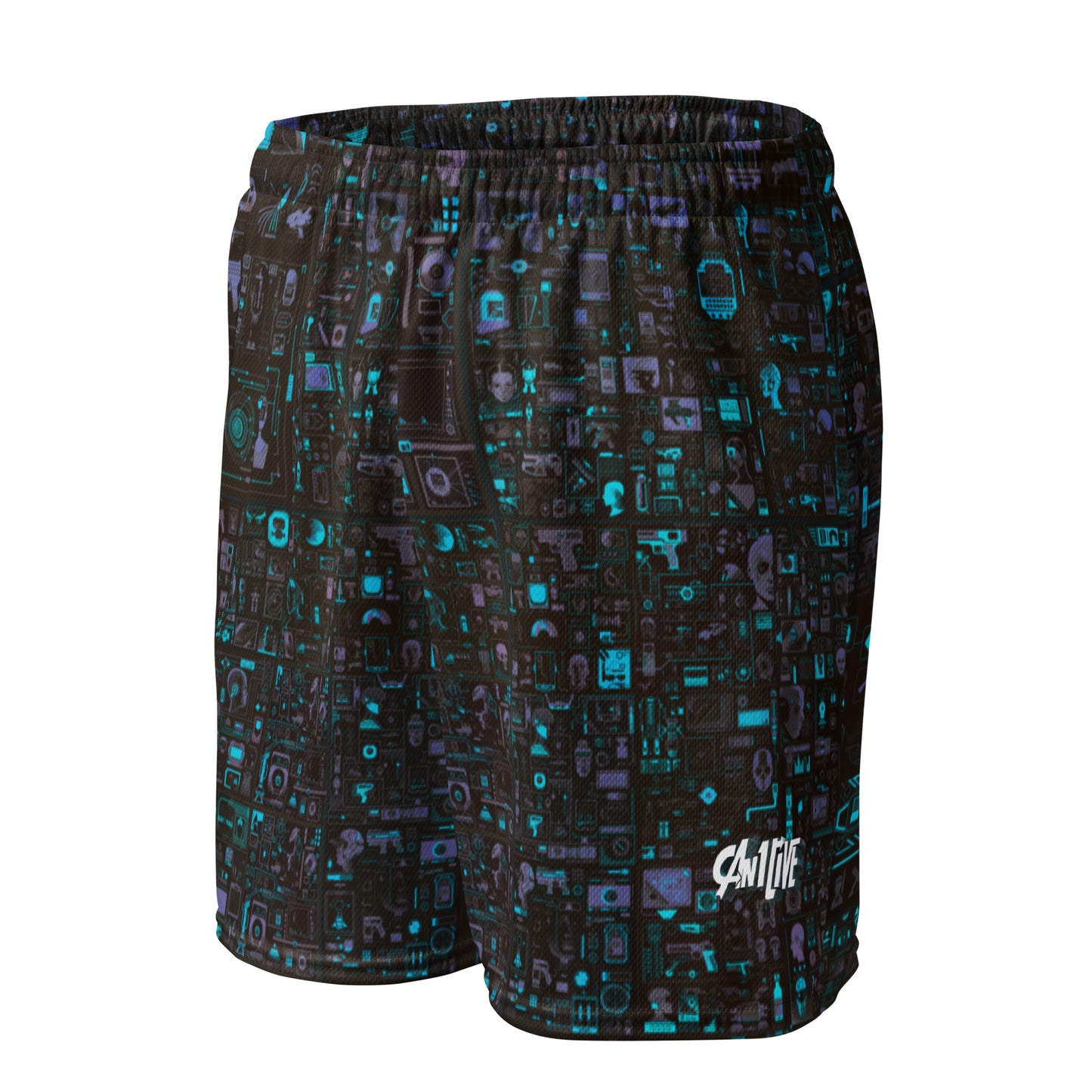 Can1live 'Judgement Day' All-Over Print mesh shorts - Blue