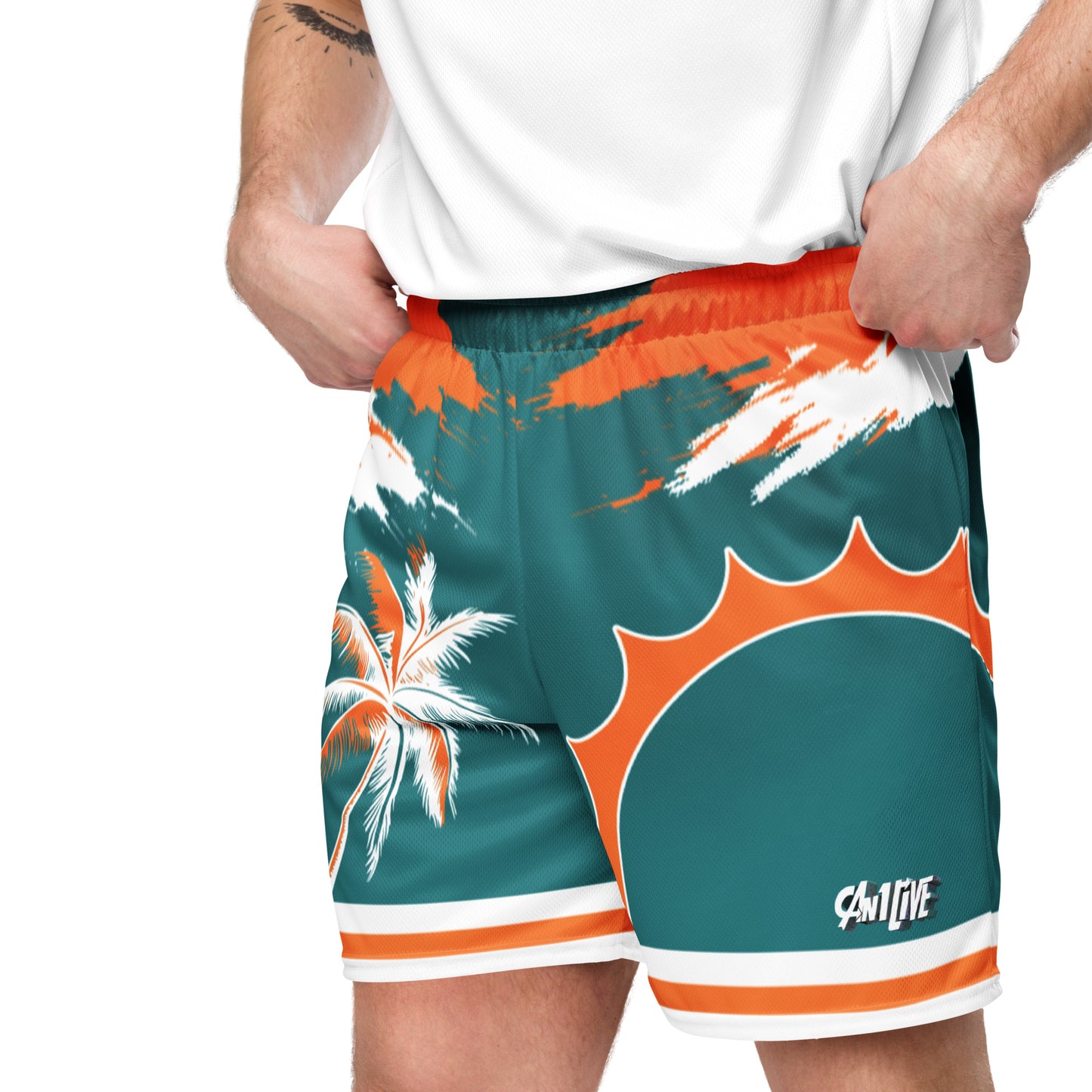 Can1live Logo "Miami Sunset" mesh shorts