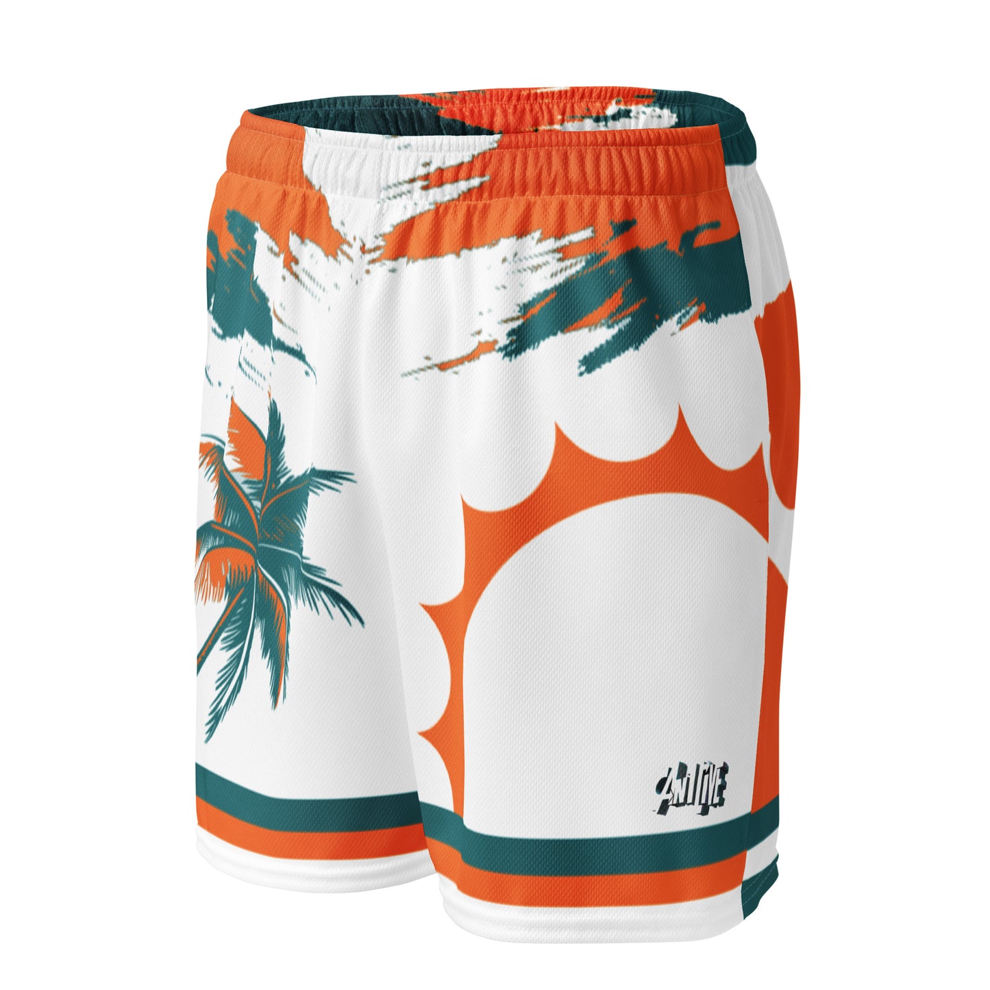 Can1live Logo "Miami Sunset" mesh shorts - White/Orange (unisex)