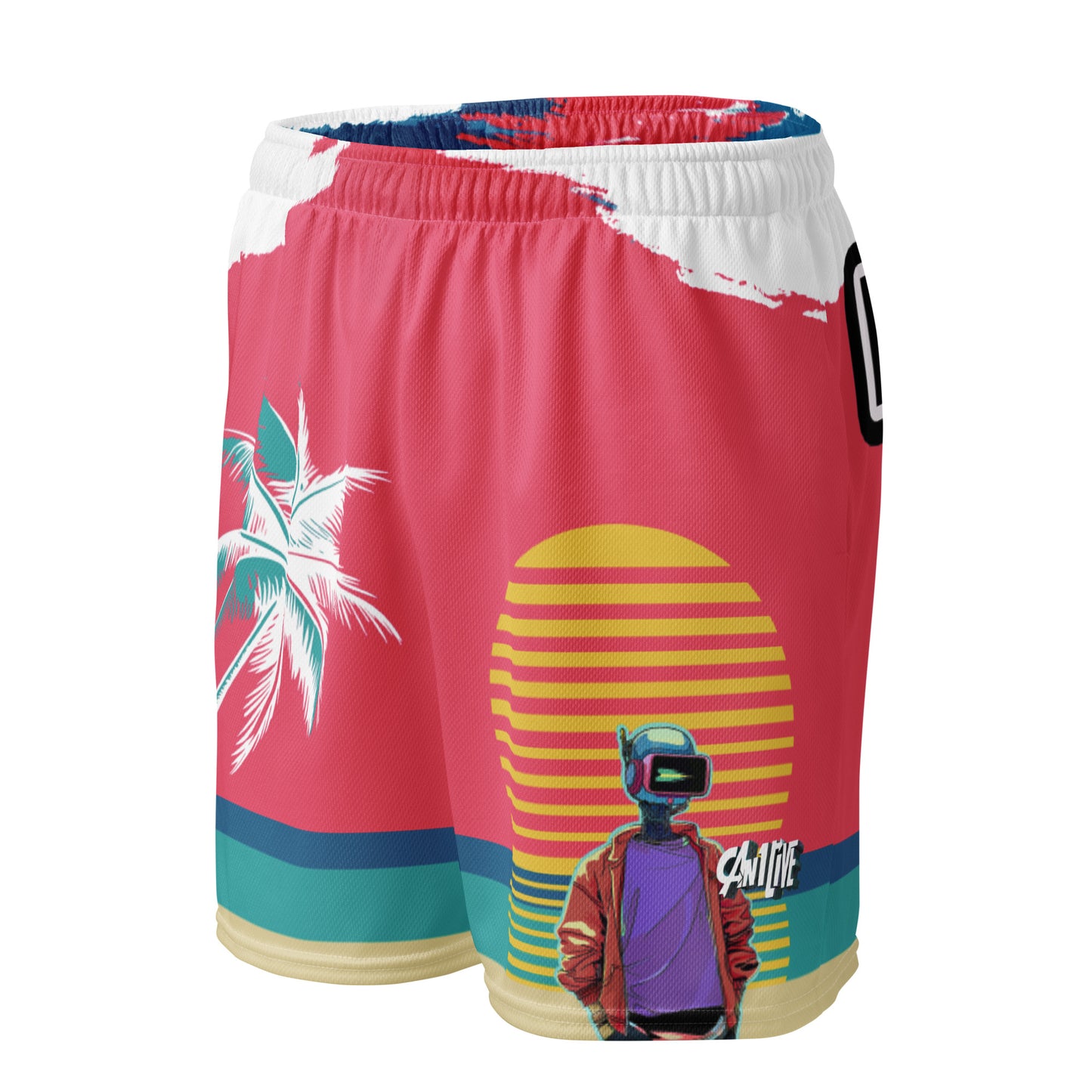 Can1live Logo "BadMan" Sunset mesh shorts